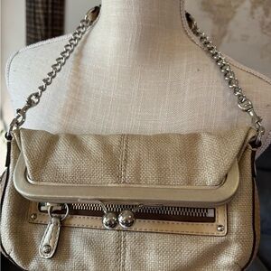 Coach Bonnie Straw Leather Demi Handbag